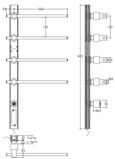 Полотенцесушитель электрический Margaroli Sole 622 Switch box Black Brushed Nickel BB 65x42 см чёрный шлифованный никель